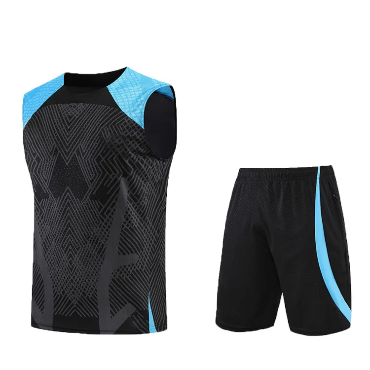 Soccer training wear vest training suit kit Black football Jersey training&jogging wear jersey