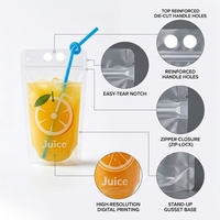 Pochettes à Boissons Personnalisées en Plastique Transparent de 250 ml et 500 ml, Qualité Alimentaire, avec Fermeture Ziplock et Trou pour Paille, Idéales pour Jus et Boissons