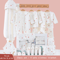 Ensemble cadeau pour bébé en coton 100% - Style décontracté pour le printemps - Motif de dessin animé - Tissu peigné - 19/21/23 pièces
