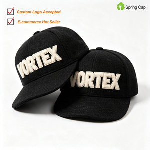 Cappello da Baseball in Lana con Patch in Feltro Personalizzato, Logo Personalizzabile, Bestseller E-Commerce, Cappello Vintage con Visiera Piatta e Chiusura Snapback, Vendita all'Ingrosso - Product Image 1