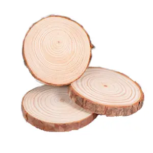 Christmas ornaments DIY blank wooden arts crafts supplies wholesale natural round circles unfinished pine wood slices