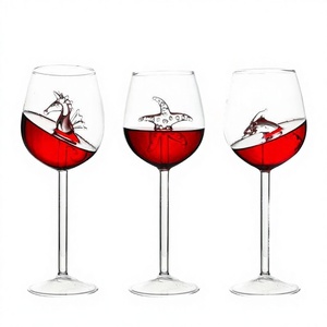 Verres à Brandy Modernes de Luxe Côtelés Modèle Requin de Plage Mr Panda Raymond 300ml 10 Ounces avec Verre à Vin Rouge en Cristal 3D Intégré - Product Image 4