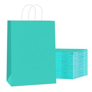 Bulk Kraft <b>Paper</b> Gift Bags with Sturdy Sturdy <b>Paper</b> Handles Medium Size Blue Packaging for Parties Retail Weddings Showers - Product Image 1