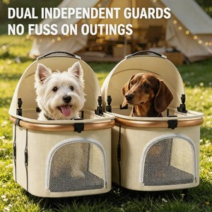 Nouvelle <span class=keywords><strong>poussette</strong></span> de luxe 2026 pour animaux de compagnie, double, réglable et pliable, avec panier amovible pour chiens et chats, cadre en alliage d'aluminium - Product Image 4