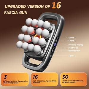 Pistolet de massage portable à 16 têtes pour tissus profonds, 30 niveaux de vitesse pour la thérapie par percussion musculaire corporelle avec étui de voyage - Product Image 6