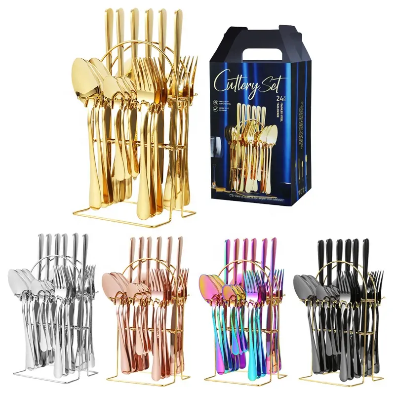 Multiple Style Edelstahl Geburtstags geschirr 24-teiliges Set Geschenk box 4-teiliges Western Food Steak Geburtstag passende Messer gabel