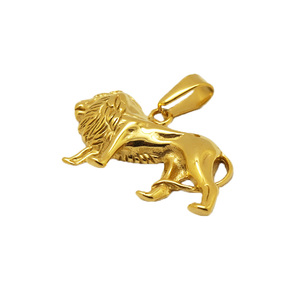 Nouveau style enfants mignon bijoux le roi lion animal lion en acier inoxydable pendentif en or collier - Product Image 1
