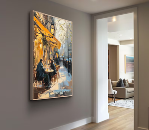 <span class=keywords><strong>Paris</strong></span> Street <span class=keywords><strong>Cafe</strong></span> lienzo pintura al óleo pintada a mano paisaje de ciudad clásica para decoración de pared de salón - Product Image 3