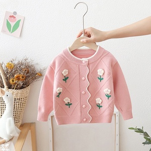 Maglione floreale da ragazza per la primavera autunno nuovo arrivo abbigliamento per bambini lavorato a maglia in stile coreano cappotto in maglia per bambini all'ingrosso - Product Image 3