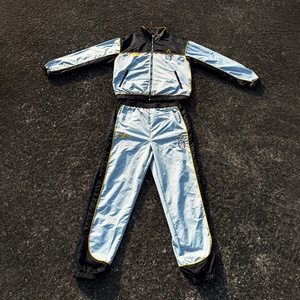 Custom Jogging Training Track Suit Nylon Tracksuit Zip up Jacket and Nylon <b>Pants</b> Two Piece Set Lightweight Windbreaker Tracksuit - Product Image 1