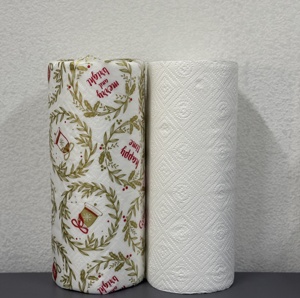 OEM 2-lagiges Einweg-Küchen papier Papier tuch benutzer definiertes Logo weiß bedrucktes Küchen papier - Product Image 3