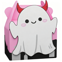 Boîte à bonbons d'Halloween écologique avec de jolis motifs de citrouille, de fantôme, de sorcière et de chat, boîtes rigides pour les cadeaux de fête d'enfants
