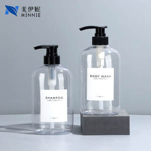 Minnie Shampoo Body Wash <b>Bottle</b> 600ml Transparent Plastic <b>Pump</b> Dispenser For Daily Care Products - Product Image 1