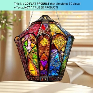 Idea de Decoración para el Hogar en Ramadán: Impresión Plana 2D con Ilusión 3D de un Araña de Cristal Ornamentado de Oriente Medio, Vibrante Estilo Islámico - Product Image 2