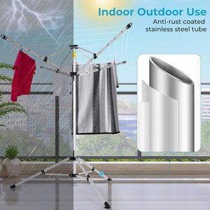 Séchoir à <span class=keywords><strong>linge</strong></span> naturel pour l'extérieur, portable, à 4 bras, en aluminium. - Product Image 6