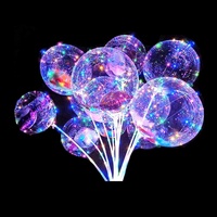 2022 स्पष्ट पारदर्शी बैलोन अंधेरे में चमक Globos चमकती चमकदार प्रकाश अप बुलबुला छड़ी के साथ स्ट्रिंग बोबो गुब्बारे का नेतृत्व किया