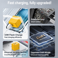 Chargeur mural rapide 33W GaN PD QC2.0, double port USB Type C, adaptateur prise CN, bloc d'alimentation portable de voyage, blanc, jaune, noir, OVP