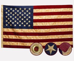 Drapeau américain vintage thé teinté drapeaux américains 3x5 extérieur rustique ancien Style états-unis bannière intérieur pour mur 4 juillet - Product Image 1