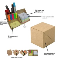 Organizador de Escritorio Personalizado SL, Ecológico, de Papel Kraft, con Soporte para Notas Adhesivas y Portalápices, con Notas Adhesivas de Colores