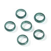 Unisex Simple Band Jadeit Ring Natur grün Halbe del stein Edelstein Schmuck Poliert Feng Shui Stil mit benutzer definierten Logo