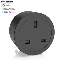 Prise intelligente SIXWGH Matter Smart WiFi noire avec minuterie, contrôle Alexa/Google/Homekit, application de contrôle à distance pour appareils électroménagers