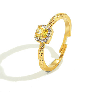 Sugar Cube <b>Ring</b> Opening Zircon Ladies <b>Ring</b> Hip Hop Personality Jewelry - Product Image 1