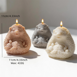 Molde de silicona de figurita de <span class=keywords><strong>erizo</strong></span> sentado para decoración del hogar, molde para velas de cera de soja, molde de resina y yeso de animales - Product Image 2