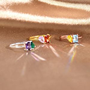 Anillo de Boda de Plata de Ley 925 con Doble Piedra Toi Et Moi, Corte Pera, Moissanita, Certificado, Engaste de Puntas, Personalizado para Mujer - Product Image 2