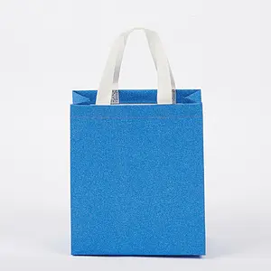 Wholesale sky blue fashionable and convenient non-woven shopping eco-friendly bags