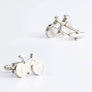 Mancuernillas de Bicicleta Personalizadas al por Mayor, Sin Pedido Mínimo, de Latón Color Níquel Plateado, para Camisa de Hombre - Product Image 1