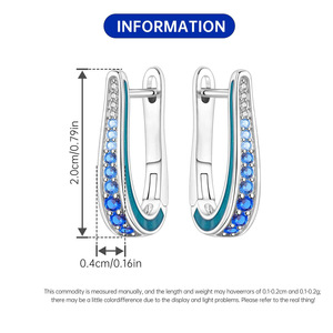 Pendientes de aro simples de latón blanco con degradado azul, el accesorio perfecto para mujeres que asisten a fiestas. - Product Image 2
