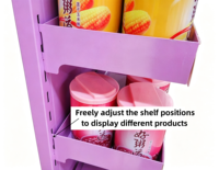 Étagère de présentation en métal personnalisée pour supermarché moderne, pour les produits de type snack, bonbons, biscuits, aliments, boissons, bouteilles