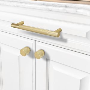 New T Bar Shape Furniture Hardware Supplies Kitchen Gold Cupboard Cabinet <strong>Drawer</strong> Door Cupboard Knurled <strong>Handles</strong> - Product Image 6