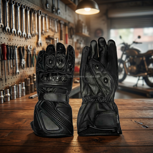 Genuine Customized Brand Men's Full Black Motorcycle <b>Leather</b> Gloves Windproof Function Abrasion-resistant Palm A-Grade Quality - Product Image 3