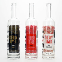 Bouteille en verre Vista Luxury High Flint Boston Shape 750ml 700ml pour spiritueux, whisky, rhum, tequila, vodka, brandy, logo personnalisé