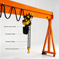 Pont roulant monopoutre réglable en hauteur de 5 tonnes avec palan électrique à chaîne et chariot de déplacement pour la manutention de matériaux en atelier
