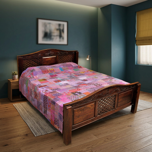 Vintage Patchwork Kantha edredón hecho a mano Patchwork Kantha cama cubierta - Product Image 3
