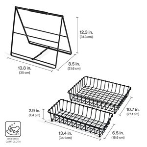 Living Roon 2 Tier Metal Foldable Classic Fruit <b>Vegetable</b> <b>Storage</b> Basket for Kitchen Organizer - Product Image 2