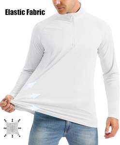 Chemises de soleil à manches longues pour hommes 1/4 Zip Up Fishing Running Rash Guard T-Shirts Outdoor Shirt 1/4 Quarter Zip Pullover Shirt - Product Image 2