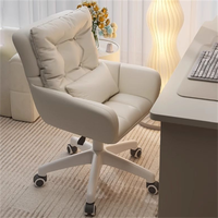 Chaise de bureau confortable à hauteur réglable, pivotante et coulissante, en cuir, ergonomique, pour chambres à coucher et salons