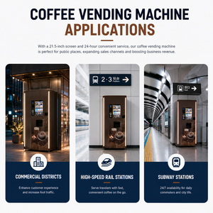 Máquina expendedora de café robótica con sistema automático de transporte y tapado de vasos, kiosco de autoservicio para zonas comerciales. - Product Image 5