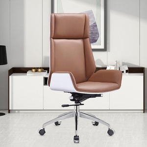 Modern Design Leather Ergonomic Computer Chair Comfort High Back Brown Leather Manager Executive Office Chair - Product Image 6