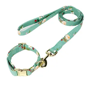 Eigenmarke Hunde leinen halsband Personal isiertes Nylon verstellbares Hunde halsband und Leinen-Set Eco Fabric RIBBONS Print Benutzer definierte Größe CN;GUA