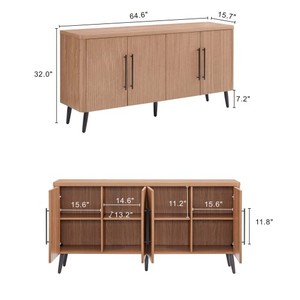 Buffet moderne à 4 portes en bois d'érable/<span class=keywords><strong>gris</strong></span> anthracite/chêne blanchi - Meuble de salle à manger et de salon en bois d'ingénierie écologique - Product Image 3
