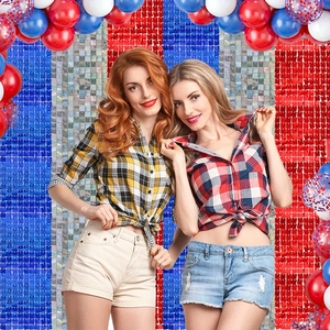 Panneau mural carré à paillettes scintillantes pour le 4 juillet et la Saint-Valentin, 30x30cm, rouge, argent, bleu, pour le Jour de l'Indépendance et le Jour commémoratif - Product Image 2