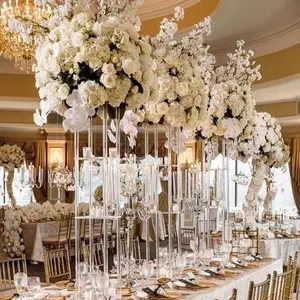 Centro de mesa de flores para mesa de boda, centro de mesa con soporte de cristal, candelabro transparente, envío gratis, 2966