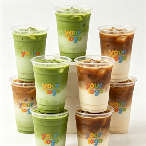 แก้วพลาสติกใสแบบใช้แล้วทิ้งขนาด 9 ออนซ์ สำหรับกาแฟร้อน-เย็น ชาไข่มุก พร้อมฝาโดม/ฝาเรียบ หลอดดูด และโลโก้สั่งทำได้ - Product Image 1