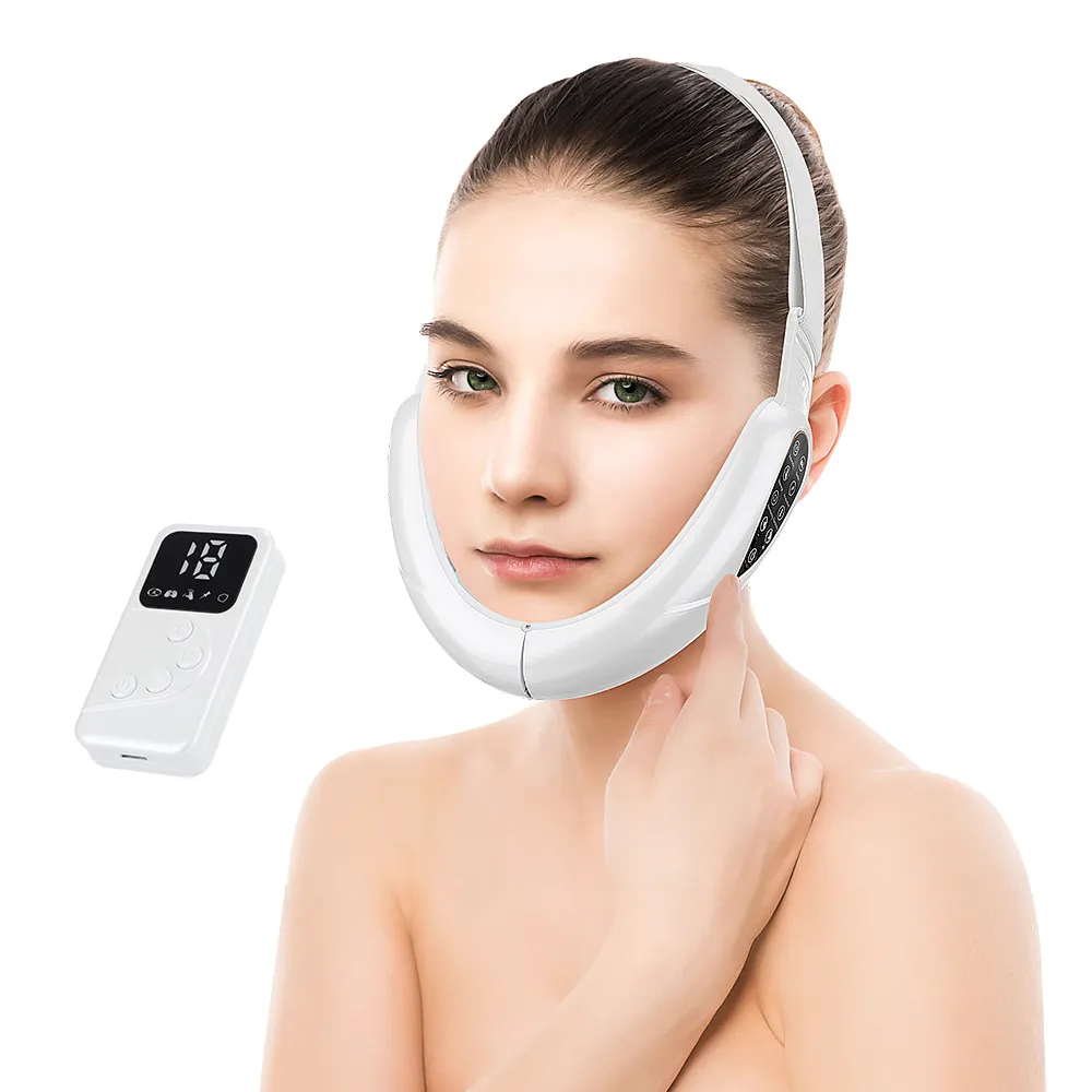 KKS Dubbele Kin Verwijderen Elektrische V-Face Lifting Machine Led Skin Apparaat Trillingslicht Ems V-Face Vormgeven Gezichtsmassager
