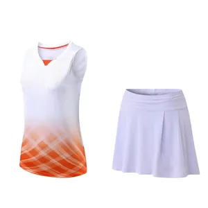 Groothandel Badminton Shirt Rokken Mouwloze Vrouwen Golf Kleding Jurk Tafeltennis Jersey Mini Rok Tennis Set