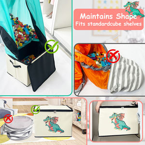 एकीकृत प्ले मैट फोल्डेबल आधुनिक डिजाइन आयताकार आकार बच्चे खिलौना भंडारण बॉक्स ढक्कन - Product Image 6